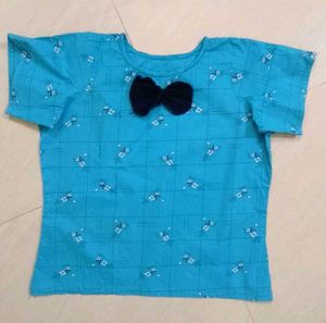 Blue Pajama Set with Bow