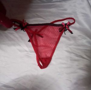 Red Designer Bow Brief Mesh Net Panty Hot