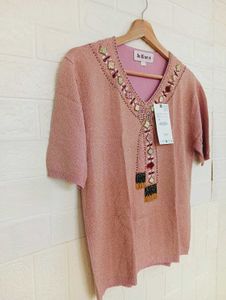 Elegant Pink Embellished Top