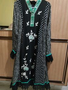 Elegant black and green Kurta With Duppata