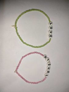 Custom Beaded Word Bracelets - Set of 2