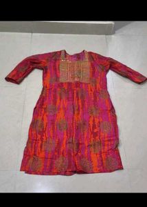 Elegant Pink &amp; Gold Kurta(L)