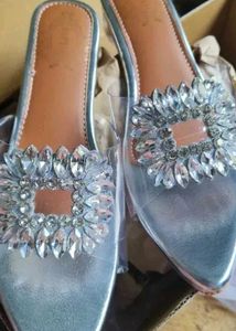 Elegant Clear Heel Rhinestone Slides