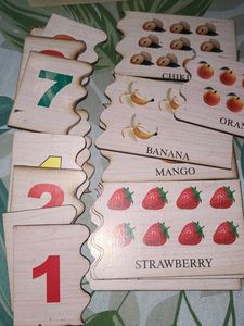 Wooden Jigsaw Puzzel to Learn Numbers And Fruits