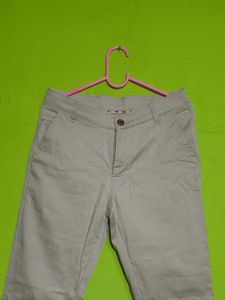 Beige Straight Leg Pants/Trousers