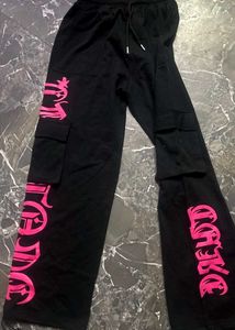Black LOVE Graphic Cargo Pants