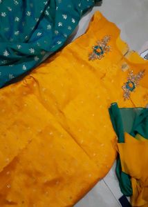 Yellow &amp; Teal Kurta Set