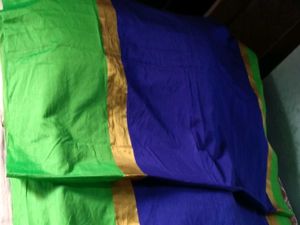 BrandNew ElegantBlue&amp;Green SilkSaree+UnsticheBlous