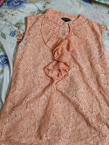 Peach Lace Ruffle Top