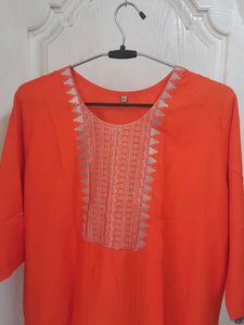 Orange Embroidered Kurta