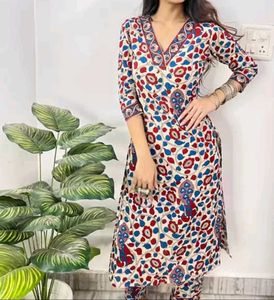 Ananya Floral Printed Beige Kurta Set