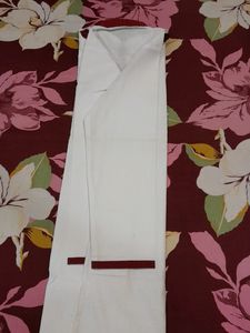 White And Maroon Mens Kurta
