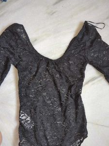 Forever Black Lace Bodysuit