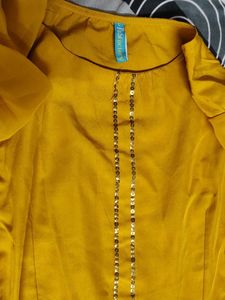 Mustard Yellow Anarkali Dress With Dupatta