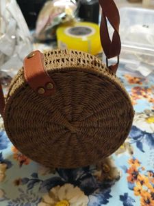 Mauritius Bamboo Offwhite Flower Sling Bag