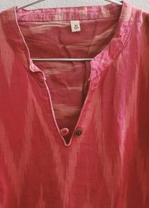Reddish Pink Ikat Print Kurta