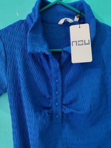 Blue Shirt Dress For Women Newly With Tag No Used