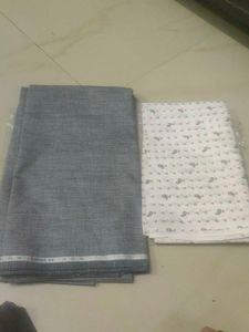 Fabric Bundle: Grey Check & Patterned White