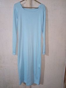 Blue Ribbed Midi Dress