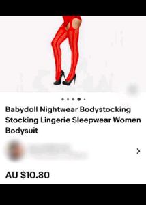 Red Babydoll  body Stocking