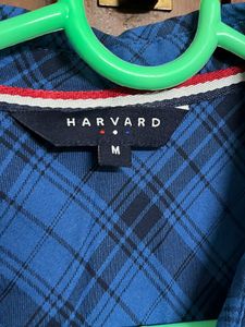 Harvard Unisex Blue &amp; Black Checkered Shirt