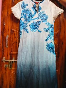 W Women Blue Floral Kurta