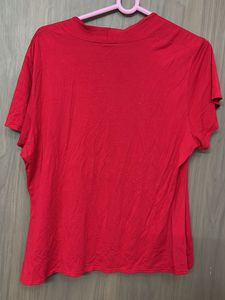 Fully Strachable Pure Red Cotton Branded Top