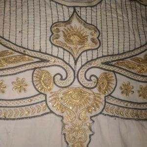 Embroidered Cream &amp; Gold Kurta