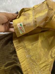 Black &amp; Golden Border Silk Saree + Blouse