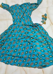Ikat Print Drawstring Gown