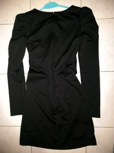 Elegant Black V neck Long Sleeve Dress