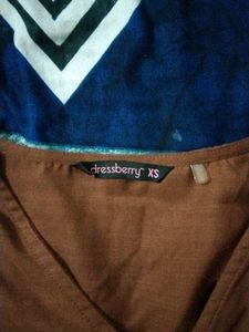 Brown Puff Sleeve Mini Dress