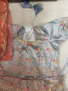 Grey Colour Heavy Work Ghagra With Duppata And Blouse