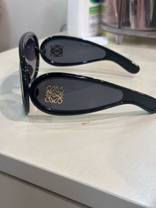 Loewe Oversized Black Visor Sunglasses with Gold