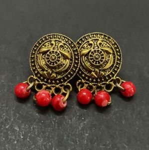 Red &amp; Gold Ethnic Necklace Set