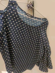 Polka Dot Cold Shoulder Top