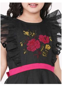 Girls&#39; Black Floral Dress