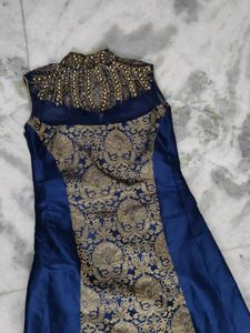 Elegant Blue &amp; Gold Ethnic Gown