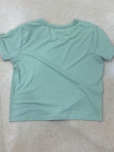 Mint Ribbed Slightly Cropped Tee