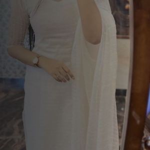 white orgenza kurta with  matching dupptta