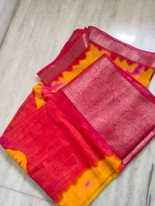 Vibrant Yellow &amp; Pink Bandhani Saree 🌼