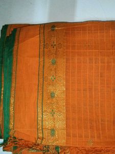 Orange Cotton Saree
