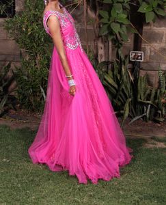 Silk And Net Pink Gown