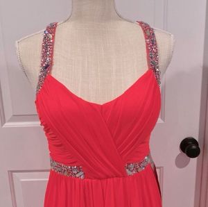 City Triangles Prom Dress Bright Pink Beaded Gown