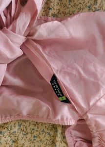 Pink Tie-Front Crop Top