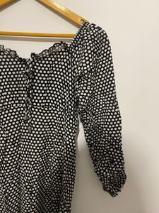 Polka Dot Off-Shoulder dress stretchable