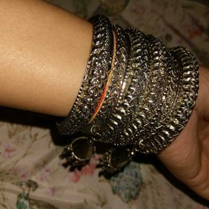 Set of 6 Antique Silver Bangles