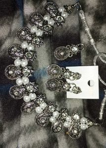Oxidised White Pearl Jewellery Set