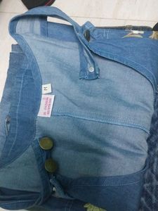 Denim Dress with Floral Detail