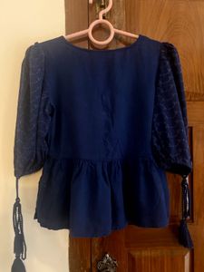 Navy Blue Peplum Top